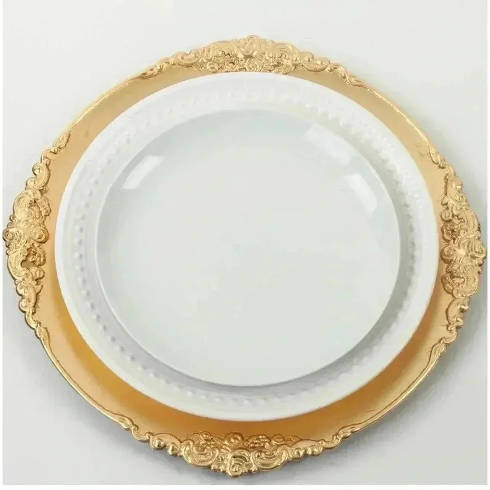 NWOT Vintage Acrylic Charger Plates, Gold - Set of 4